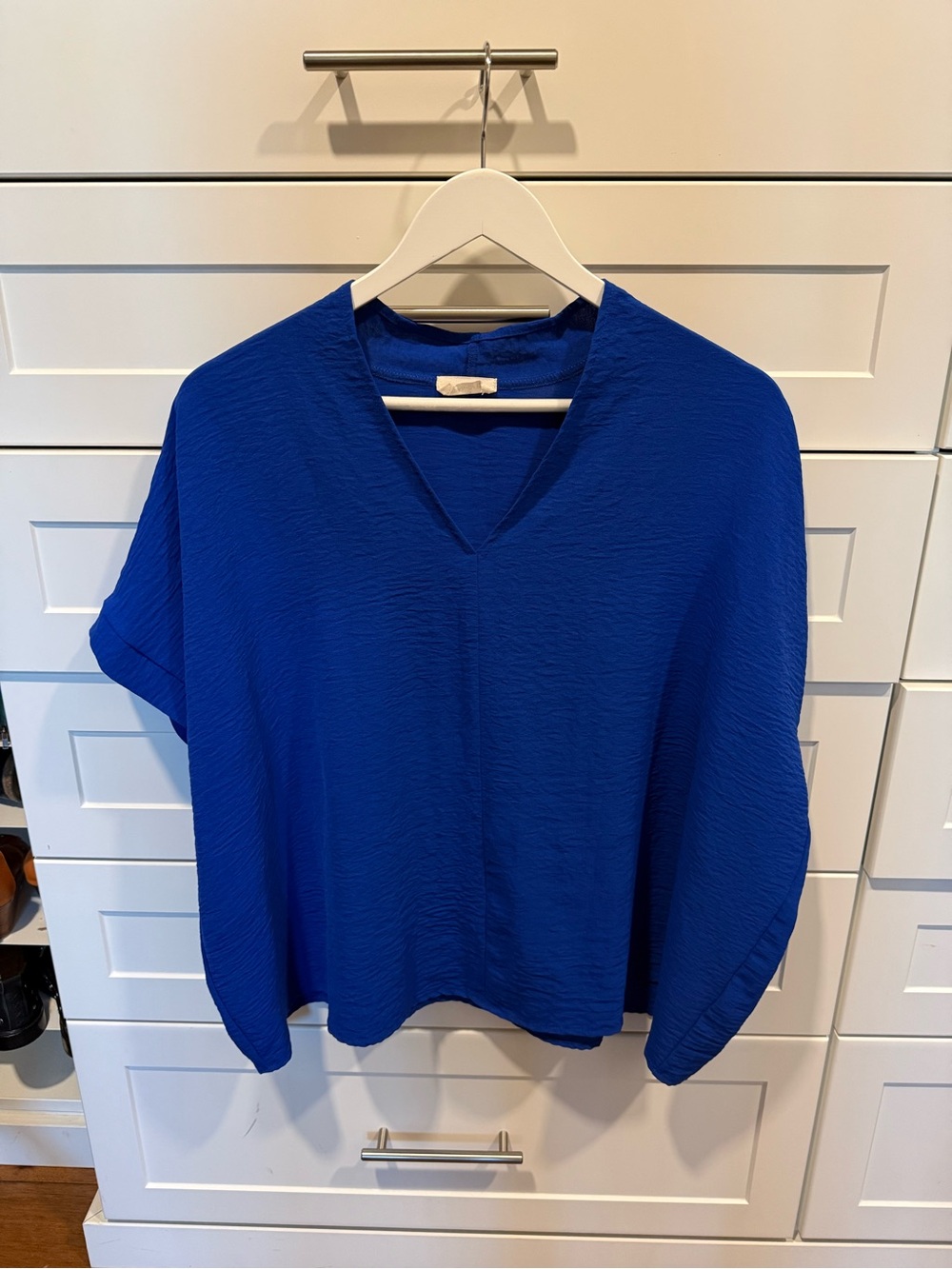 Women's V-Neck Relaxed Blouse - Blue